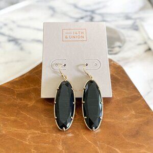 14th & Union 1 3/4" Gold Tone/Black Oval Dangle Earrings-NWT
